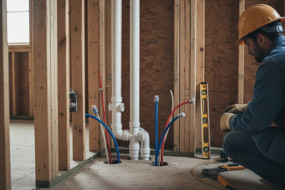 Drain and supply rough-in during Leak Detection in Cresson