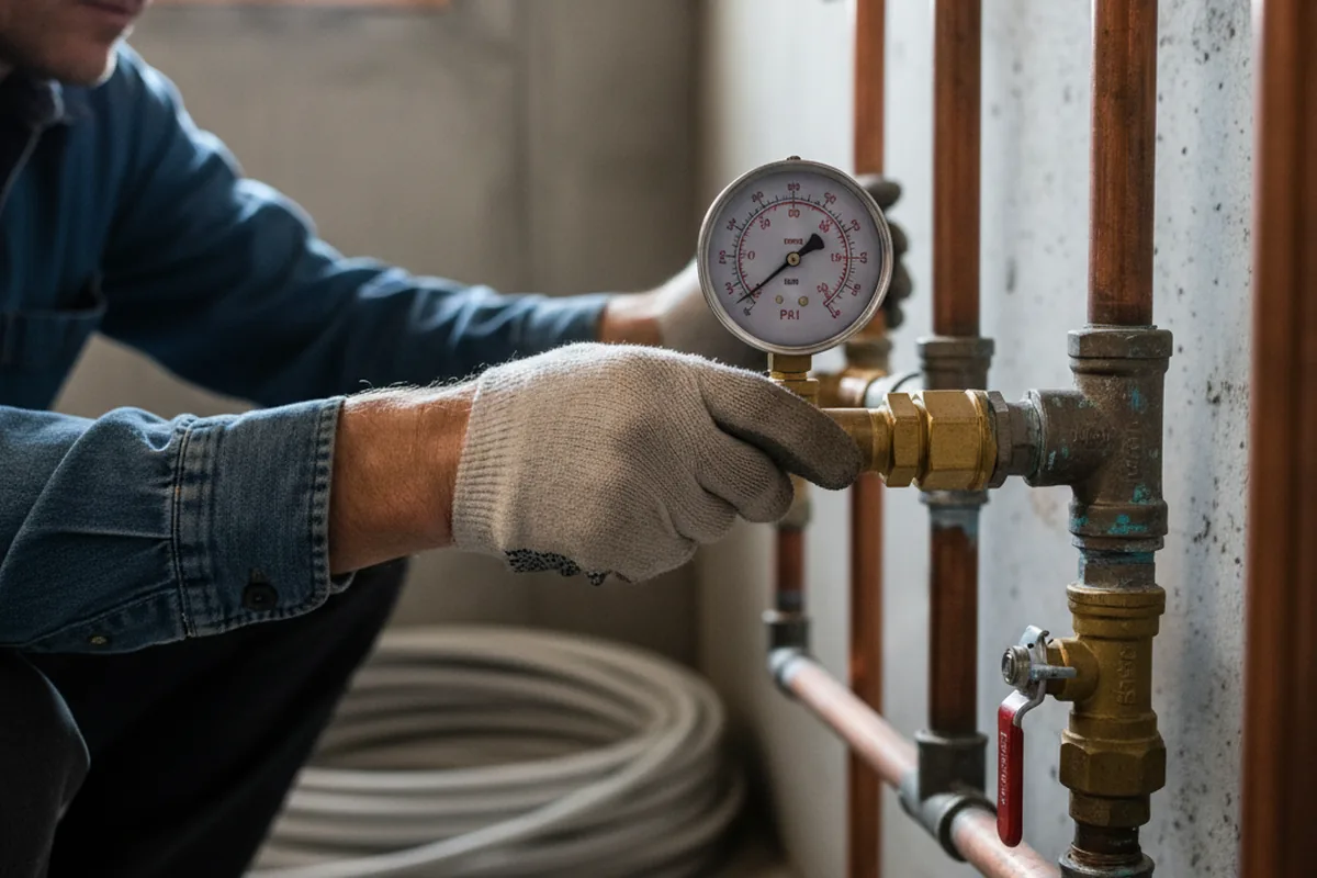 Pressure testing a repaired line during Water Line Repair in Cresson